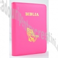 Biblie piele medie lux, roz bombon cu maini
